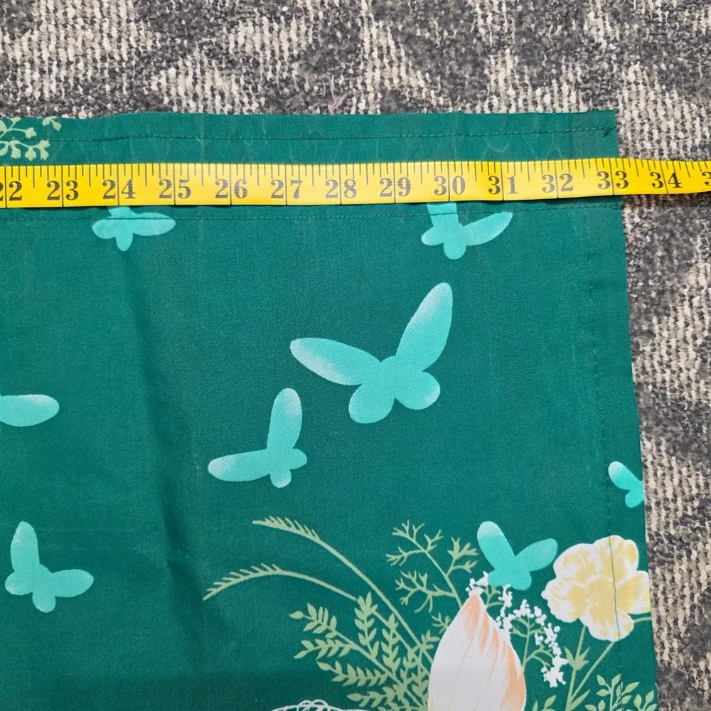 Vintage Hygiene Industries Green Butterfly Floral Curtain Set 2 Panels 33x54